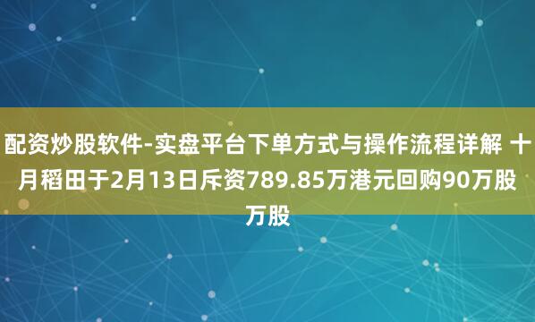 配资炒股软件-实盘平台下单方式与操作流程详解 十月稻田于2月13日斥资789.85万港元回购90万股