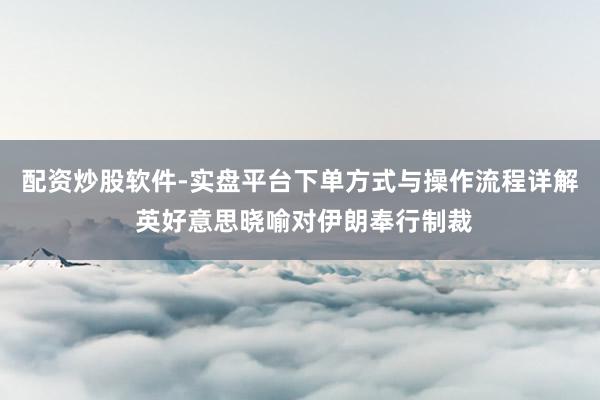 配资炒股软件-实盘平台下单方式与操作流程详解 英好意思晓喻对伊朗奉行制裁
